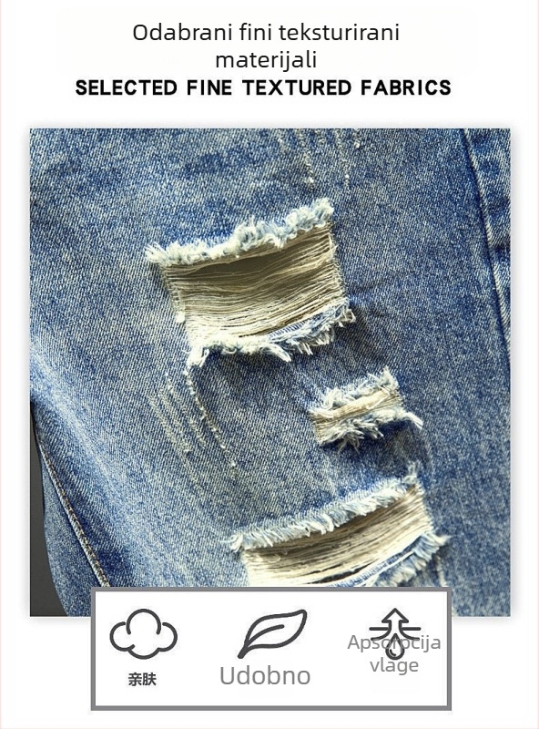 Muške traper šorceve, srednji pojas, zip, ispran završetak, japansko-korejski stil