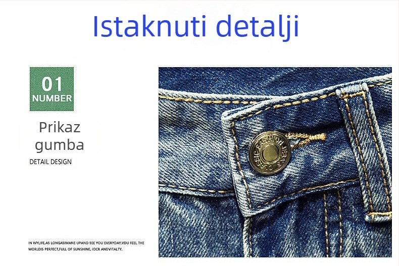 Muške traper šorceve, srednji pojas, zip, ispran završetak, japansko-korejski stil
