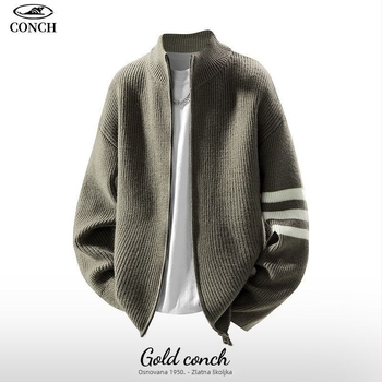 Pletena majica, slobodan kroj, stojeći ovratnik, dugi rukav, modal tkanina s krznom zeca