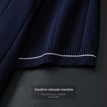 Pletena polo majica, uski kroj, okrugli ovratnik, jacquard pletena, mercerizirani pamuk s 66,3% viskoze