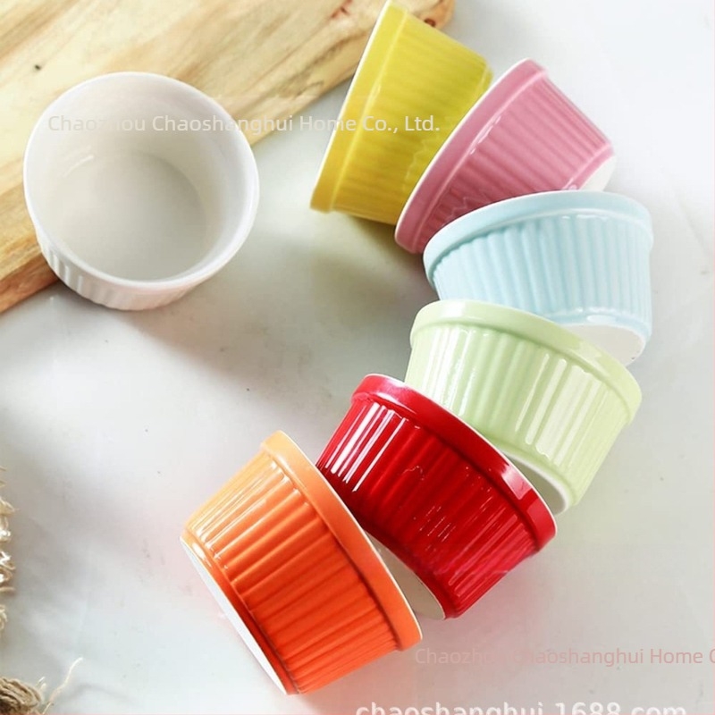 Porcelanska zdjela za parena jaja, okrugla, mikrovalna kompatibilna, glazirana površina, za pečenje deserata