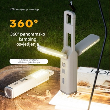 LED kamping svjetiljka, sklopiva i prijenosna, punjiva, 3.7V 10W, za šatore i studentske domove, s mogućnošću kačenja
