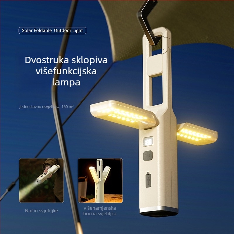 LED kamping svjetiljka, sklopiva i prijenosna, punjiva, 3.7V 10W, za šatore i studentske domove, s mogućnošću kačenja