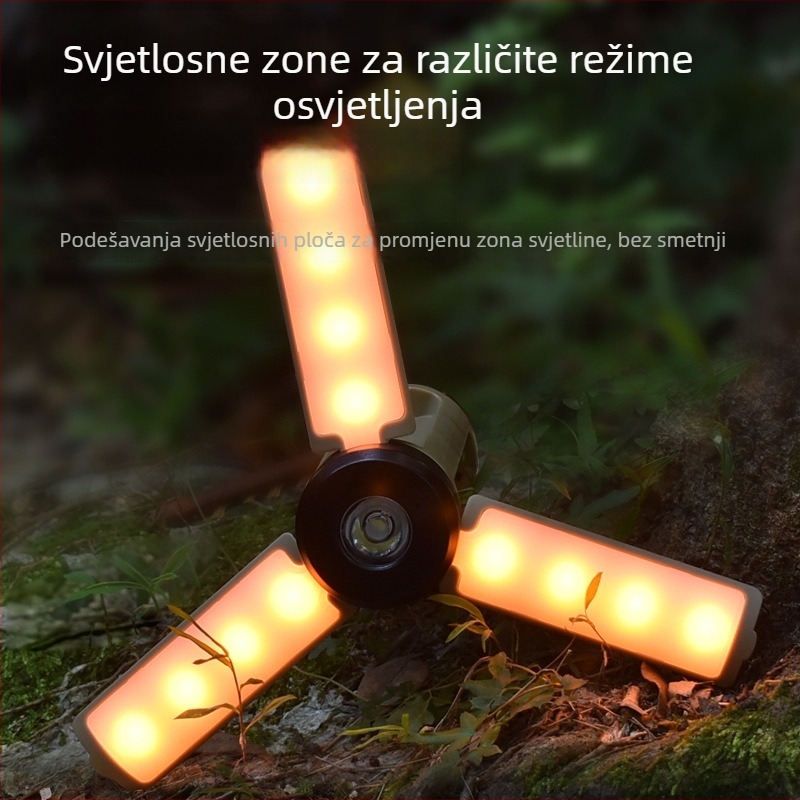 LED kamp lamp XF-LY23, punjiva, 3V, 5W, 90° sklopni dizajn s tri lopatice