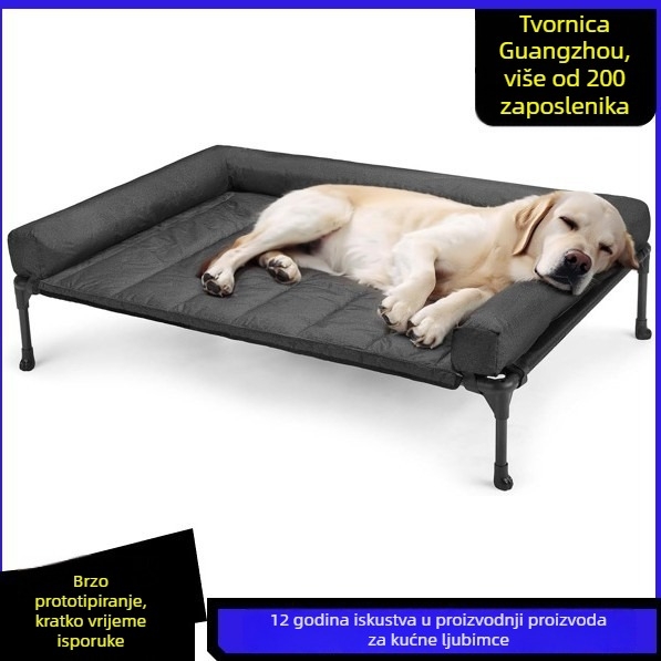 Fushang Odvojiva pseća lezaljka s prozračnom Teslin mrežom, vodootporna i protuklizna, okvir od nehrđajućeg čelika