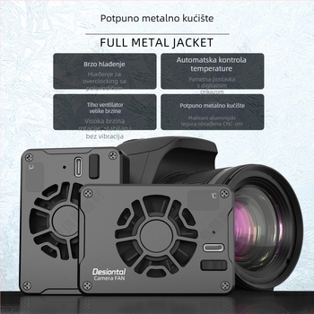 Hlađenje za kameru - tijelo od aluminijske legure, model F01, inteligentna kontrola temperature, tiši hladni ventilator, težina 130 g