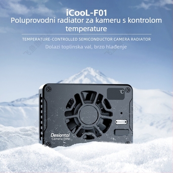 Hlađenje za kameru - tijelo od aluminijske legure, model F01, inteligentna kontrola temperature, tiši hladni ventilator, težina 130 g