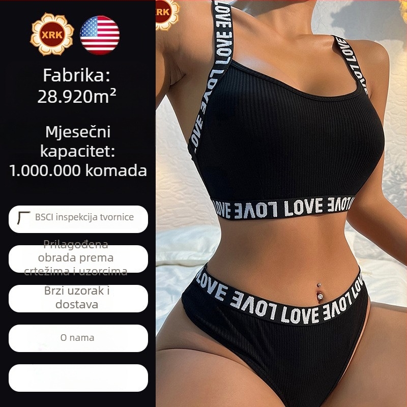 Sportski set grudnjaka – 3/4 šalice, tanke oblikovane šalice, fiksne dvostruke naramenice, otisak