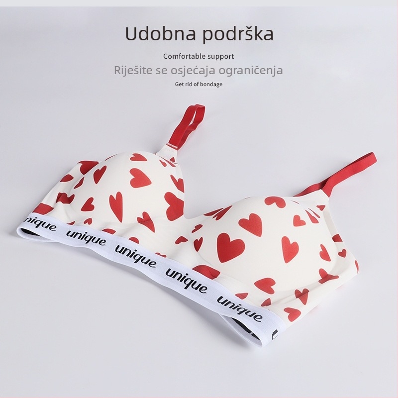 Set grudnjaka od najlona, tanke oblikovane čašice od pjene, fiksirani dvostruki naramenice, stražnje zatvaranje s četiri reda kukica