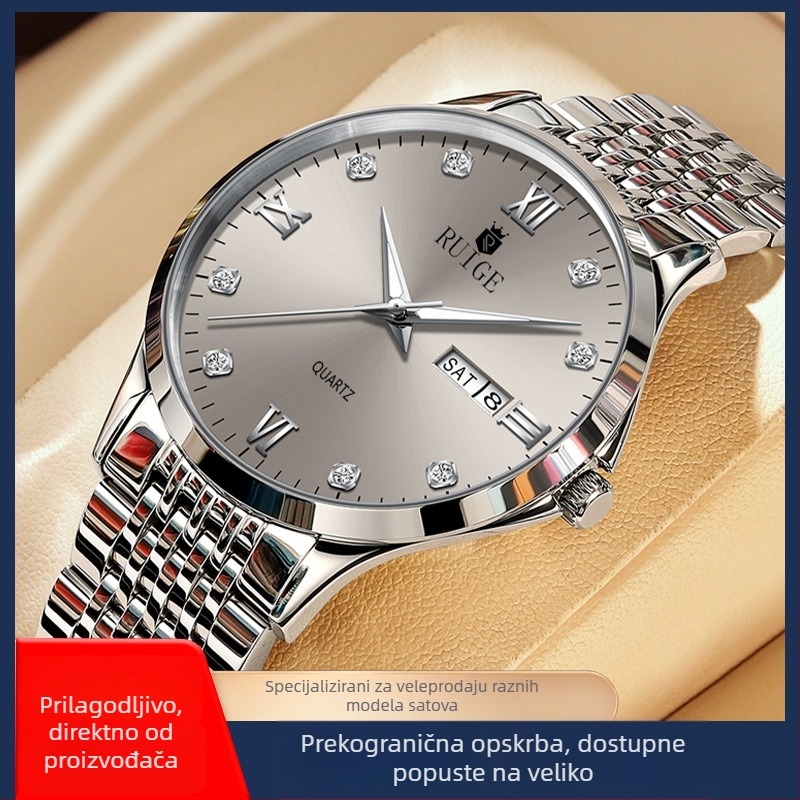 Muški ultra-tanki kvarcni sat, vodootpornost 10 m, luminiscentni prikaz i kalendar