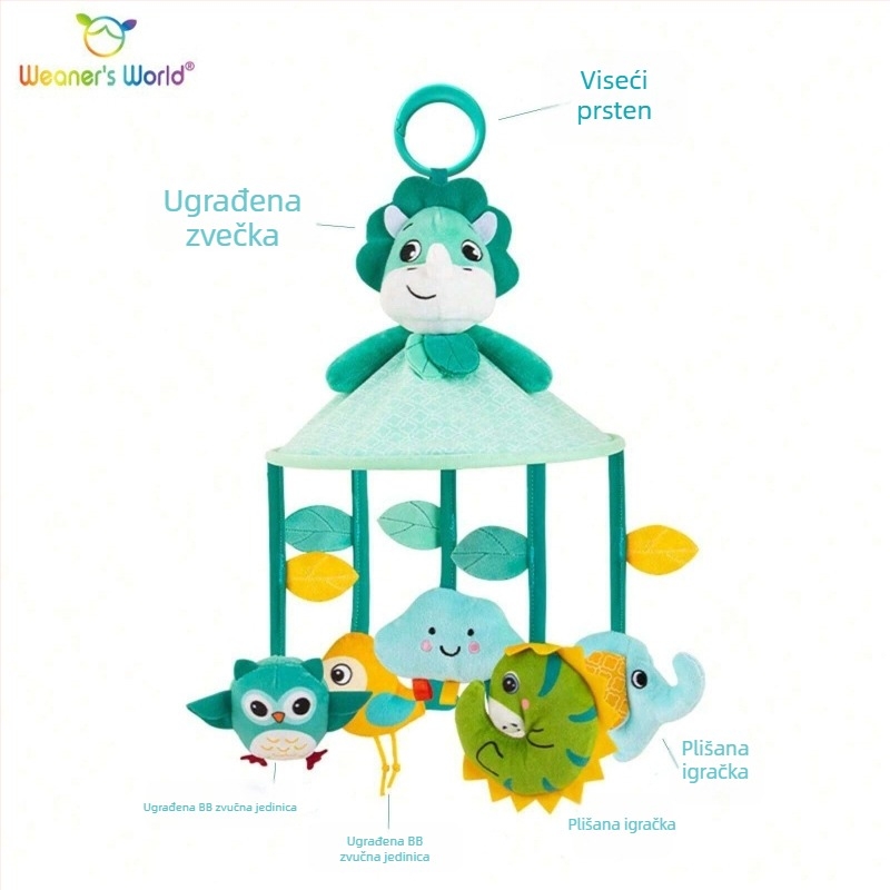 Plišana viseća igračka s zvoncem za kolica i krevetić za dojenčad 0–3 godine