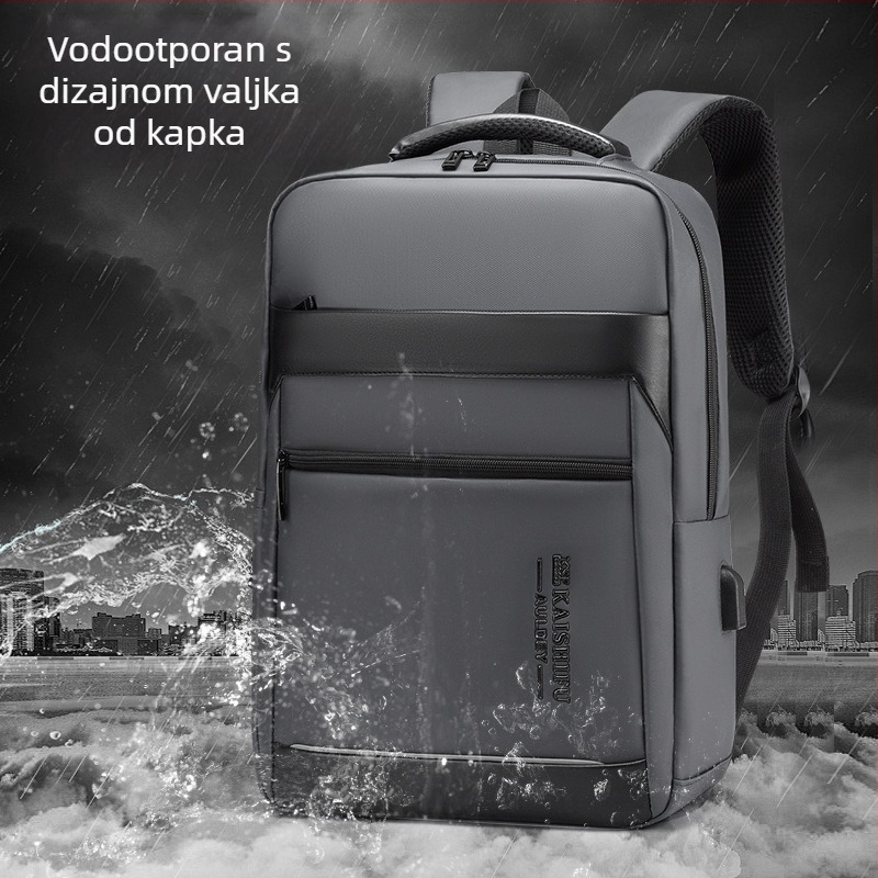 Poslovni ruksak za prijenosno računalo s vodootpornom PVC tkaninom, prozračni dizajn, kaiševi s jastučićem zraka, kapacitet ispod 20 L