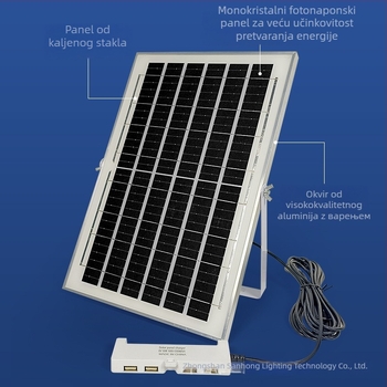 Solarna produžni kabel s USB za napajanje rasvjetnih tijela, IP65, 6-15W, 6V, ručni prekidač, trajanje osvjetljenja 6-12 sati