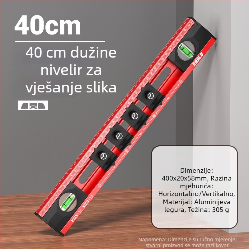 Cassio Nivela za vješanje slika, visoko precizan višenamjenski alat za kućnu i uredsku upotrebu, s pomoćnim bušačem rupa