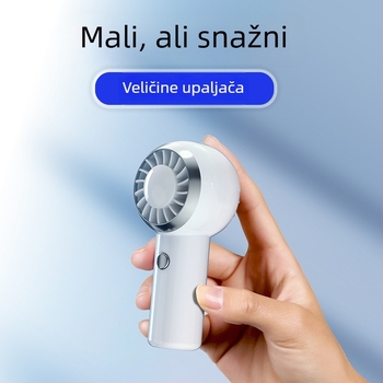 USB ručni i za oko vrata ventilator s 5 plastičnim lopaticama, motor s četkama, ugrađena baterija 300–500 mAh, 3 brzine, USB punjenje