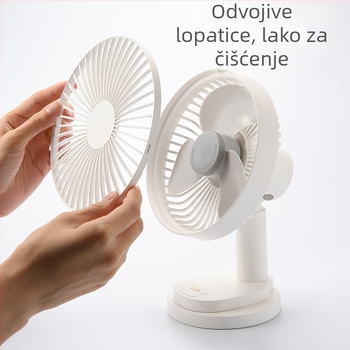 TYD-A5 stolni ventilator, 3 lopatice, USB napajanje 5V, oscilirajući, tajmer 2-8 sati, buka ≤40 dB