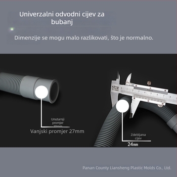 Produžni odvodni nastavak perilice rublja s konektorom sa stezalom GTPSG-25MM; Materijal PVC+TPR; Nominalni tlak 1.0; Ugradnja: umetanje direktno; Marka LS