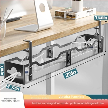 Viseća bočna polica ispod stola — karbonsko čelična, 1 sloj, bez bušenja, jednostavan moderni stil