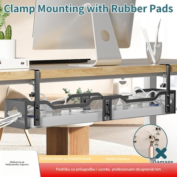 Viseća bočna polica ispod stola — karbonsko čelična, 1 sloj, bez bušenja, jednostavan moderni stil