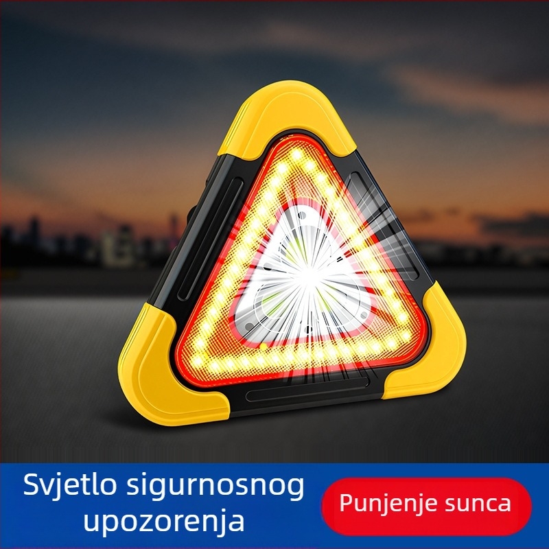 Trokutni upozoravajući znak za automobil na stalak, reflektirajuća LED svjetlost, ABS konstrukcija, napajanje 5V