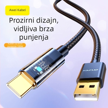 Awei Yongwei 100W kabel za podatke s brzim punjenjem - USB-C i Lightning, dvostruki interfejs, brz prijenos podataka