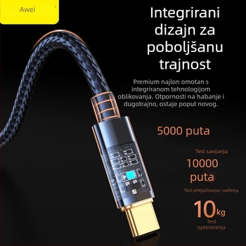 Awei Yongwei 100W kabel za podatke s brzim punjenjem - USB-C i Lightning, dvostruki interfejs, brz prijenos podataka
