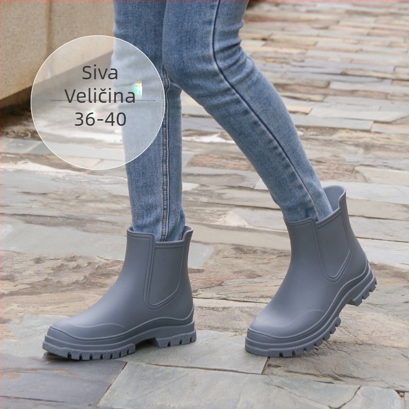 Zhe Star Ženske kišne čizme, gornji dio TPE, niski pet 1–3 cm, kratak shaft, debela potplata