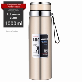 Termos od nehrđajućeg čelika s unutarnjim spremnikom 304 i vanjskim kućištem 201, sportski stil, prijenosan, zadržava toplinu više od 36 sati