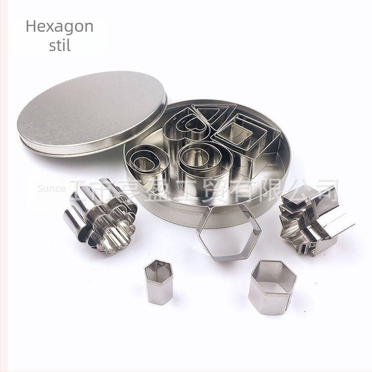 24-djelni set kalupa za kekse od nehrđajućeg čelika za kekse, fondant i pečenje; oblici: srce, zvijezda, cvijet, kvadrat, krug, trokut, oval i heksagon; HY-244