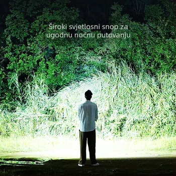 Čelna lampica s integriranom litijskom baterijom velikog kapaciteta, vodootporna, težina 97,5 g, elastična traka za glavu