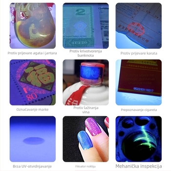 365nm UV svjetiljka za identifikaciju jadeita i dragog kamenja uz fluorescenciju, ručna, ABS kućište, LED Shatuo Tribe, CE potvrda