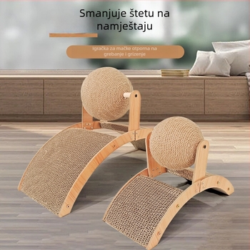 Uspravna mačja grebalna ploča s dizajnom Ferris Wheel i kuglicom za grebanje, otporna na habanje, bez čipova, materijal: valoviti papir + gusto ploča