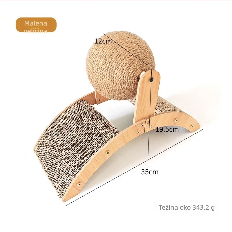 Uspravna mačja grebalna ploča s dizajnom Ferris Wheel i kuglicom za grebanje, otporna na habanje, bez čipova, materijal: valoviti papir + gusto ploča