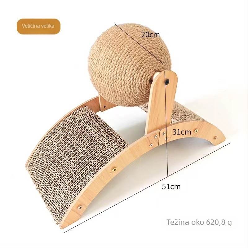 Uspravna mačja grebalna ploča s dizajnom Ferris Wheel i kuglicom za grebanje, otporna na habanje, bez čipova, materijal: valoviti papir + gusto ploča