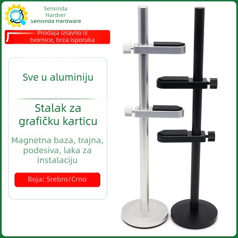 Senxinda Hardware K01 Aluminijski držač GPU za PC kućište s antivibracijskom podrškom i vertikalnom magnetnom bazom