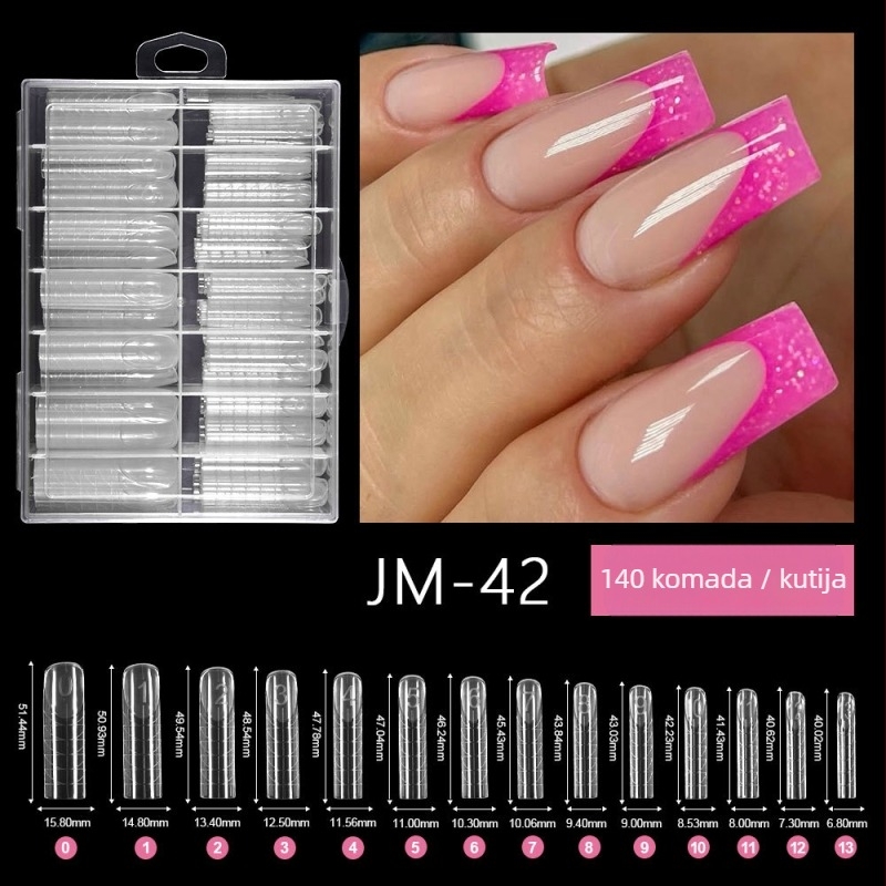 Kristalni model za produženje noktiju, Yusheng Technology, francuski dugi stil, set od 120 komada s mjernom linijom, brza LED fototerapija