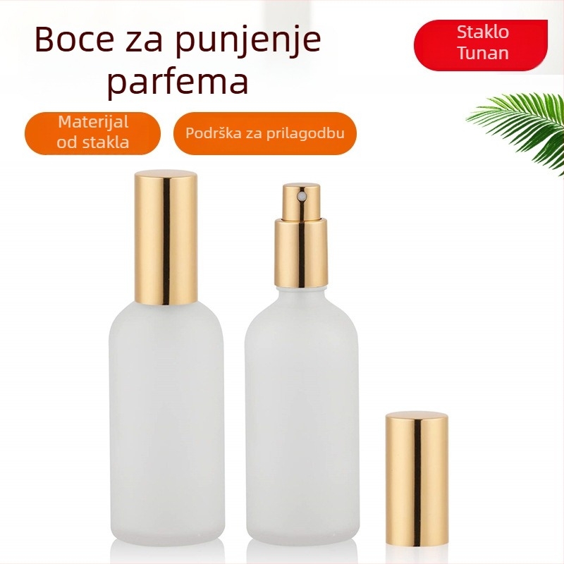 Staklena bočica za kozmetiku s mat završnim premazom, pipeta i raspršivač