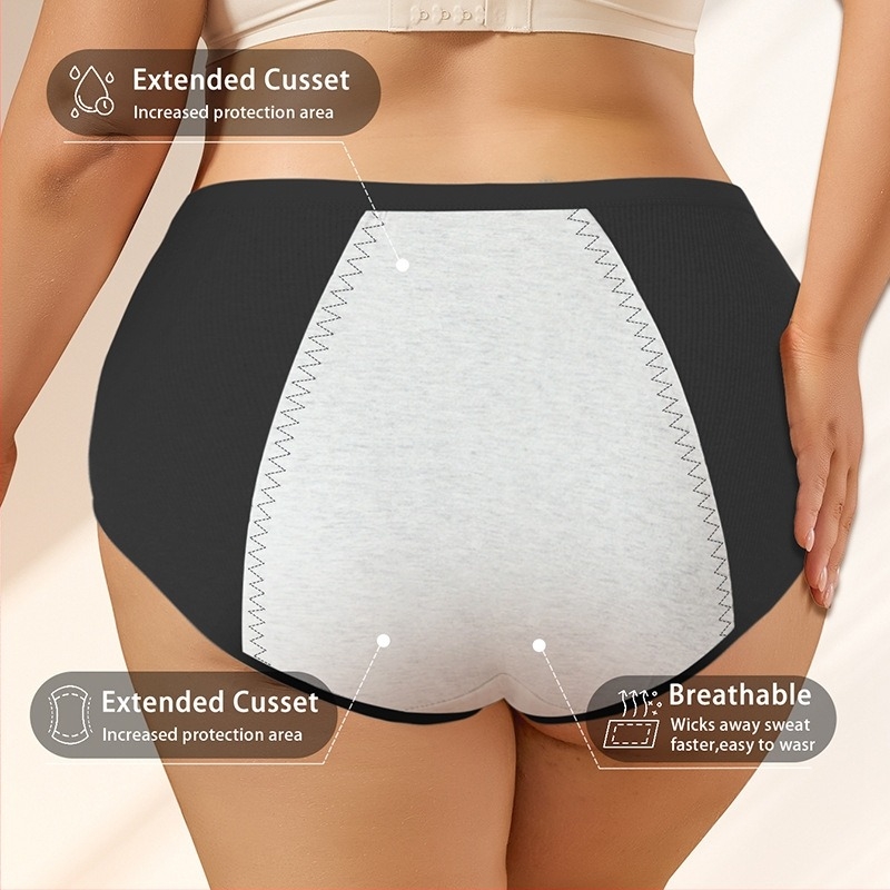 Ženske fiziološke pamučne gaćice, srednje visoki pojas, jednobojni uzorak, 92% pamuk, podstava 100% pamuk