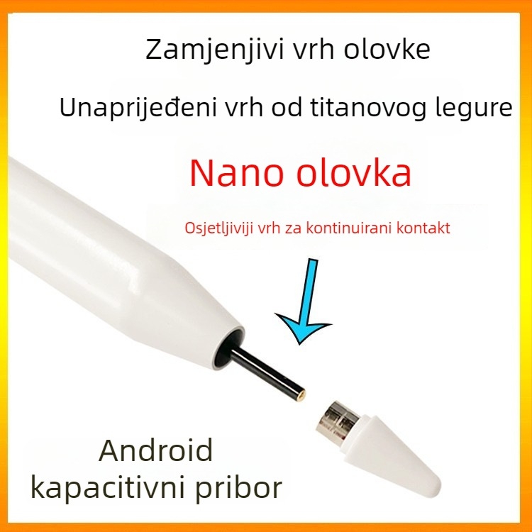 Univerzalni kapacitativni stylus olovka s metalnim kućištem, magnetsko držanje, kompatibilan s Apple, Samsung, Huawei i Xiaomi