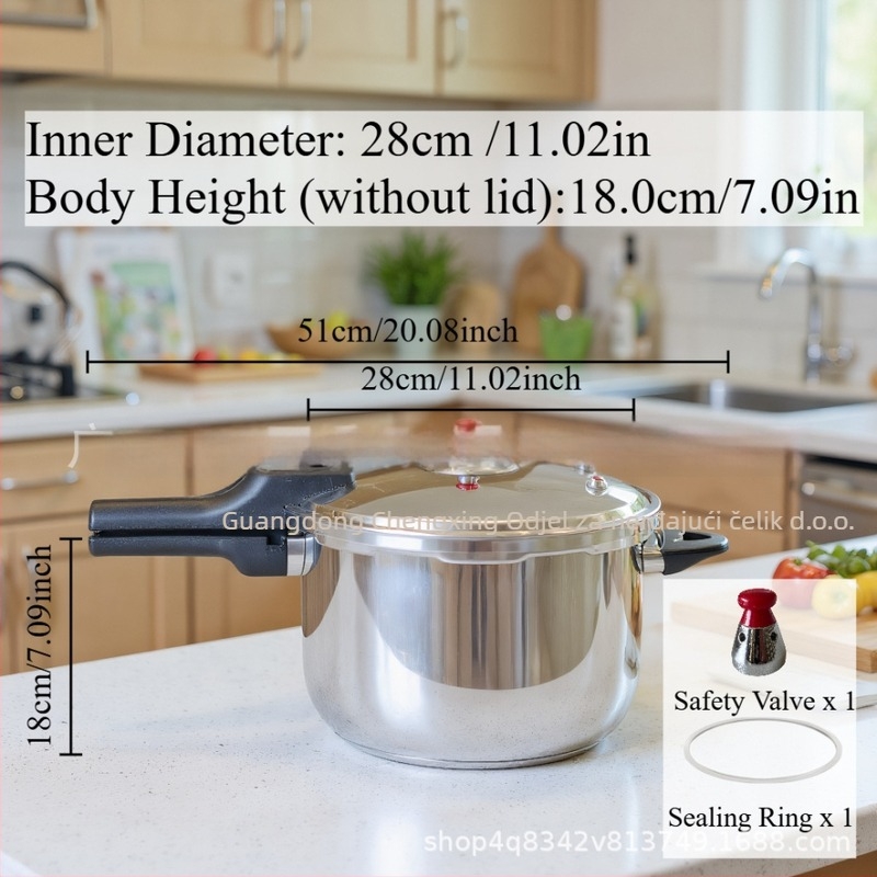 Lonac za pritisak s nelepljivim dnom, 201 nehrđajući čelik, višeslojno dno, pogodan za sve plamenike, težina 3200 g