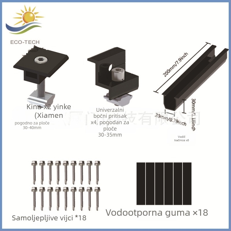 ECO-TECH set vodilica za krov - U-oblik, tlak na rub i bočni tlak, gumeni jastučić bez rupa, ekstrudiranje rezanje, GB/T 6819 2015