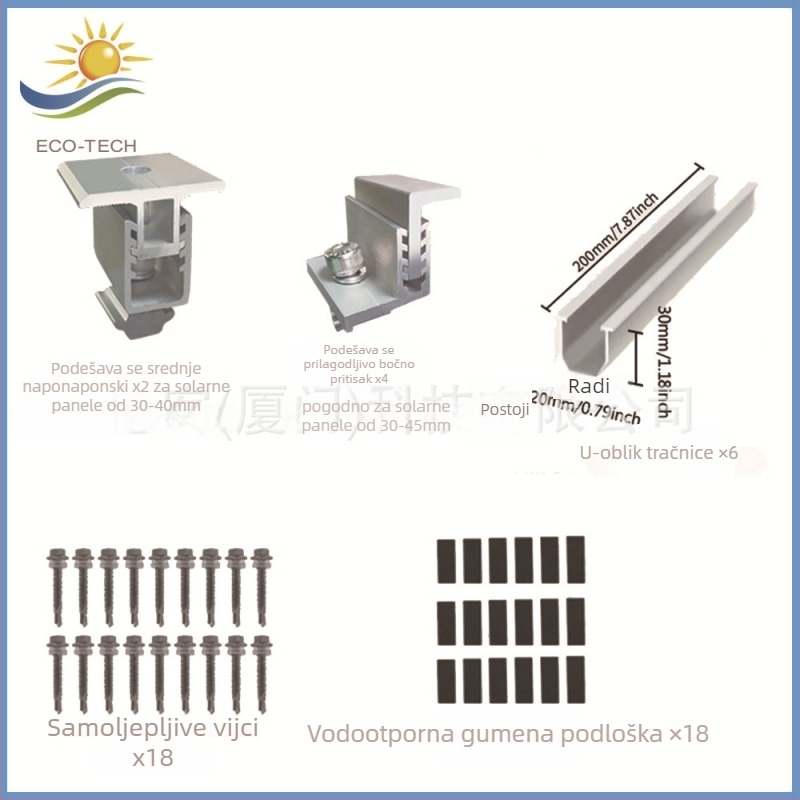 ECO-TECH set vodilica za krov - U-oblik, tlak na rub i bočni tlak, gumeni jastučić bez rupa, ekstrudiranje rezanje, GB/T 6819 2015