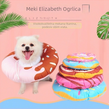 Elizabethanska ogrlica za mačke i pse - donut oblik, materijal: tkanina + PP pamuk, univerzalna primjena, sladak stil