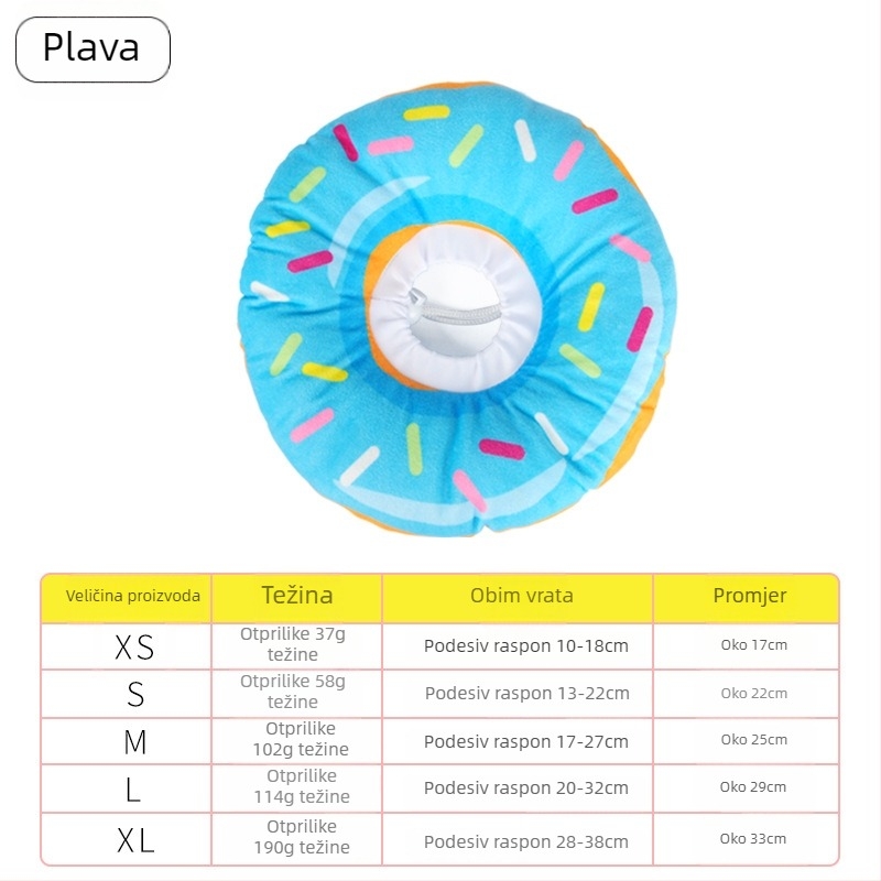 Elizabethanska ogrlica za mačke i pse - donut oblik, materijal: tkanina + PP pamuk, univerzalna primjena, sladak stil