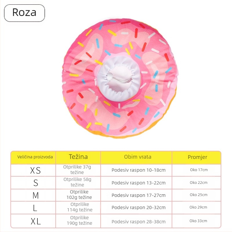 Elizabethanska ogrlica za mačke i pse - donut oblik, materijal: tkanina + PP pamuk, univerzalna primjena, sladak stil