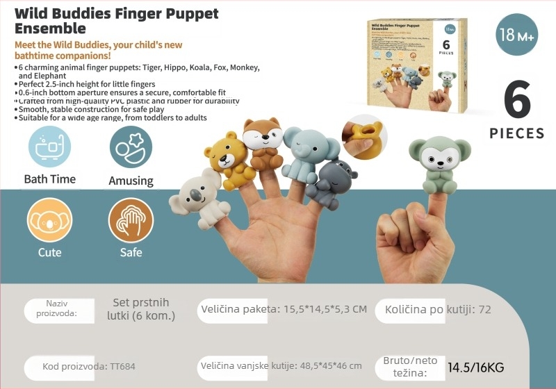 Igračke za vodu za bebe i malu djecu – slaganje plutajućih čamaca sa životinjama za prste (Materijal: plastika; Funkcija: slaganje čamaca; Kategorija: vodene igračke; Dobna skupina: 0–3 godine)