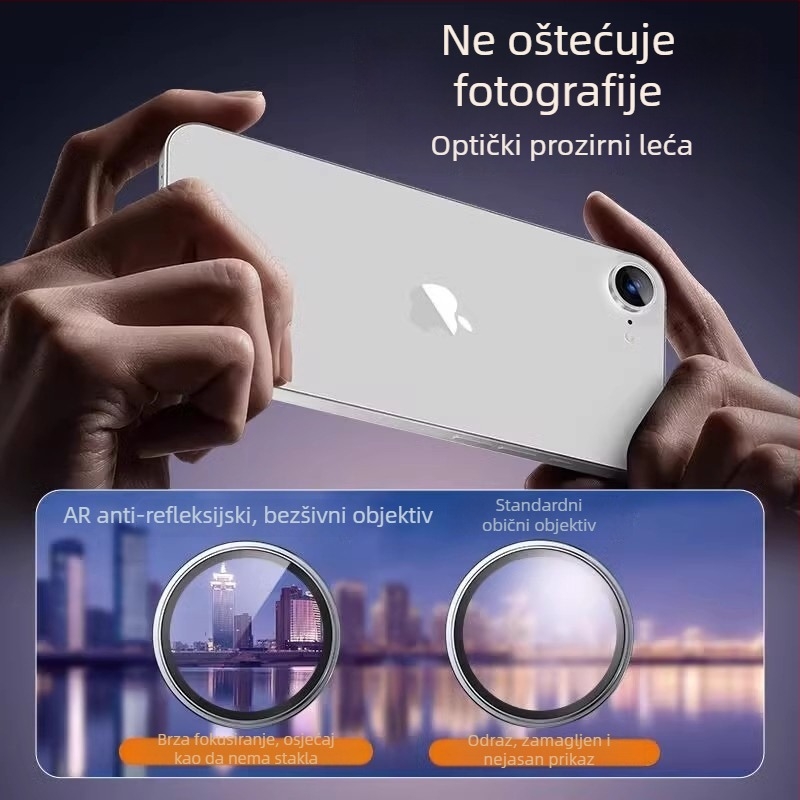 Film zaštite objektiva kamere za iPhone 16e – kaljeno staklo, okvir s punim dometom zaštite, HD jasnoća, zaštita od pada