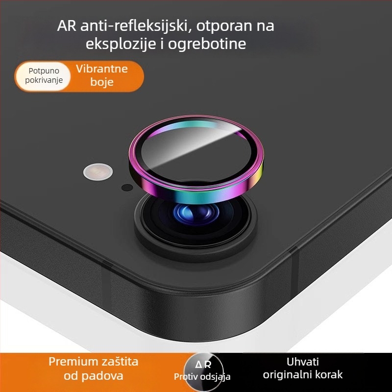 Film zaštite objektiva kamere za iPhone 16e – kaljeno staklo, okvir s punim dometom zaštite, HD jasnoća, zaštita od pada