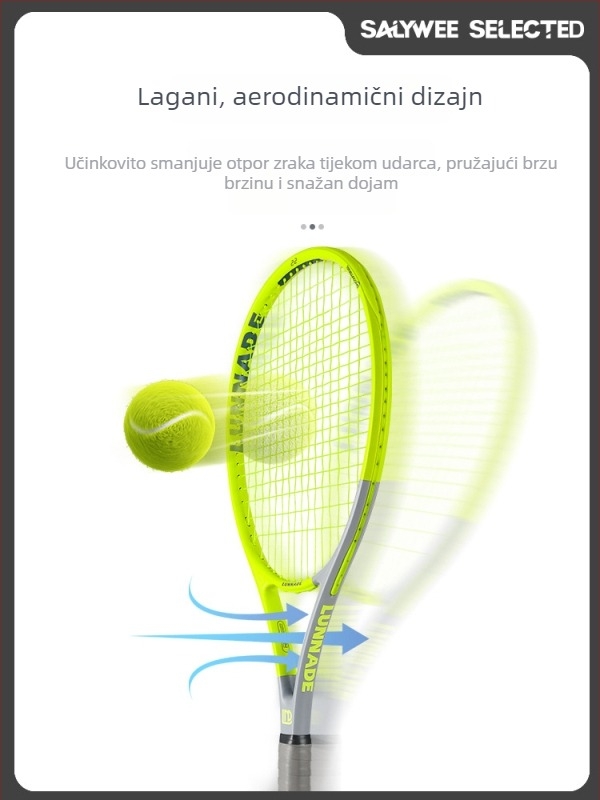 Teniska raketa s okvirom od stakloplastike, ravni šaft dizajn, drška G2, za amatere i srednje napredne igrače