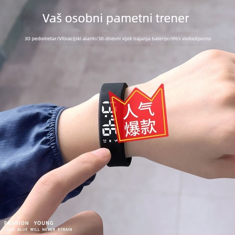 Dječji pametni sat s brojačem koraka, vibracijskim alarmom, dodirnim zaslonom, silikon remenom, trajanje baterije 7–14 dana, vodootporan